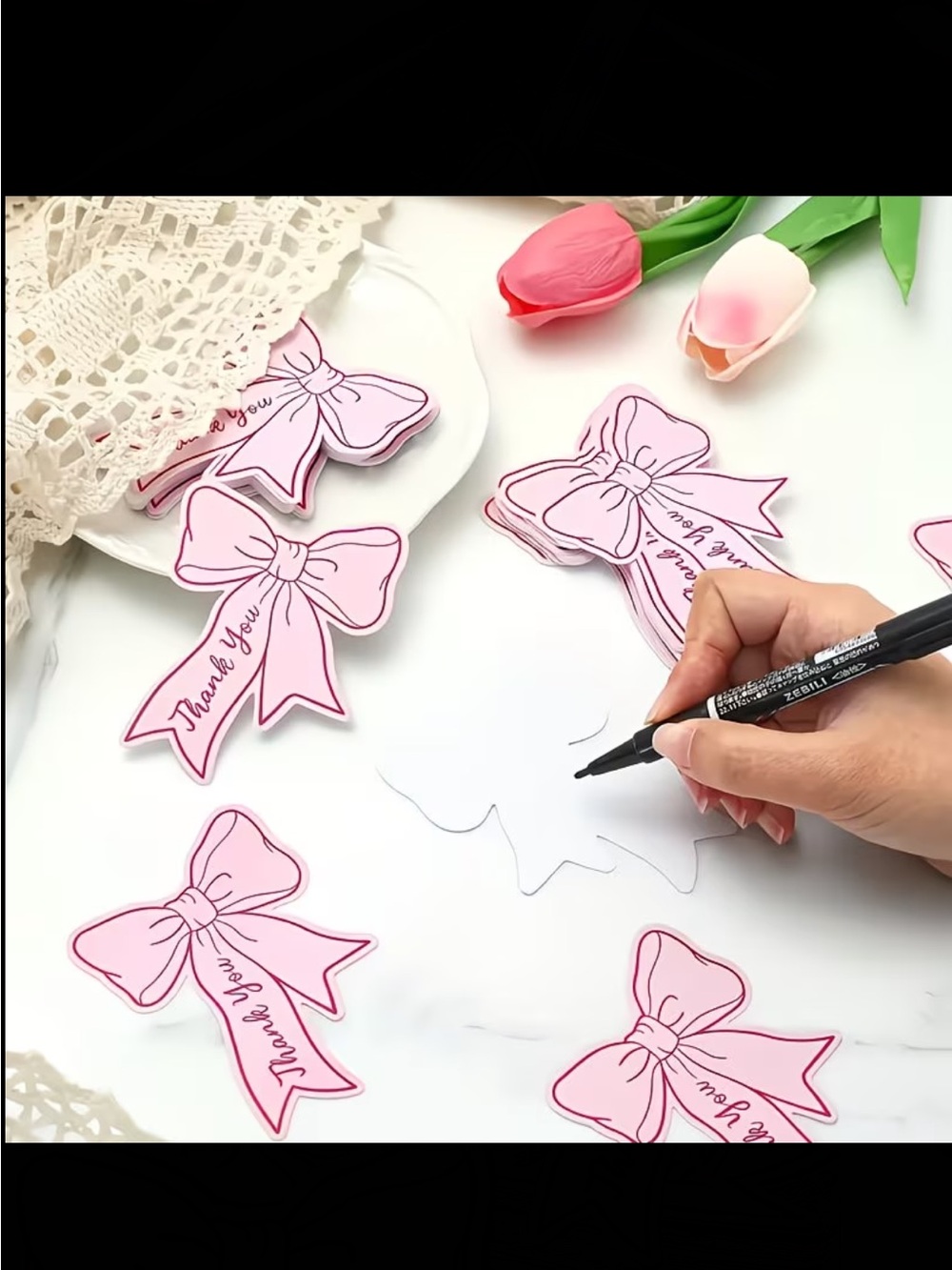 Thank You Cards 50 big with Bows & Blank Notes 🎀 Elegant Gift Tags | Party, - Picture 4 of 12